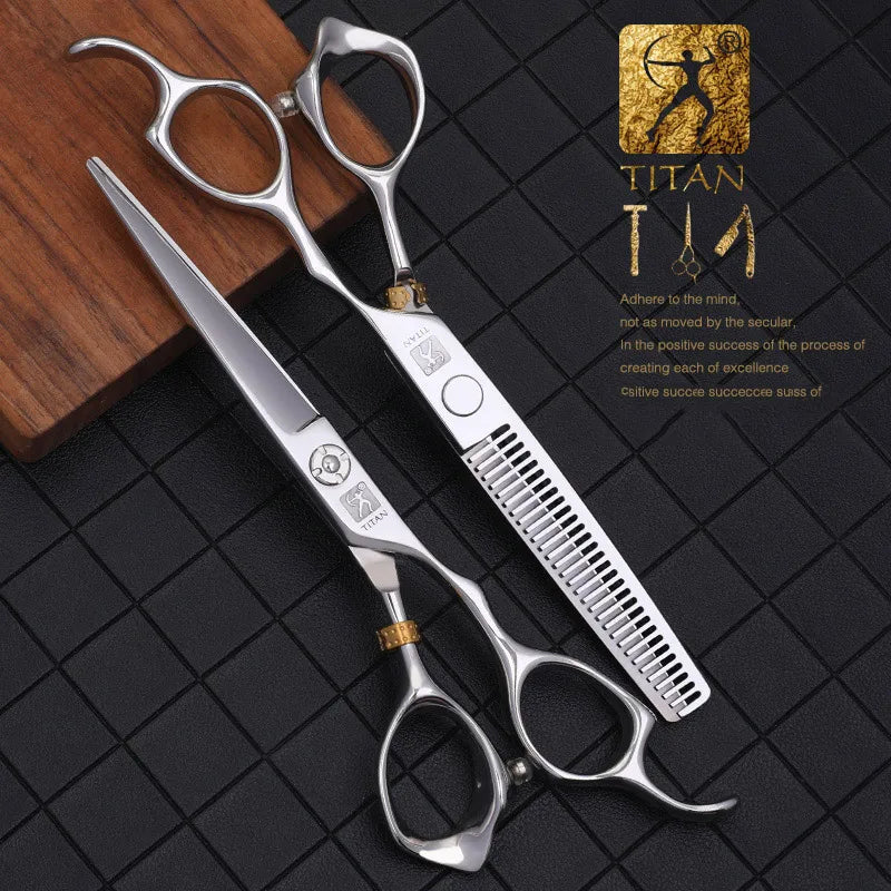 Hikari Titan Professional Japanese Barber Scissors – Hair Cutting & Thinning Shears, 440C Steel, 5–6.5